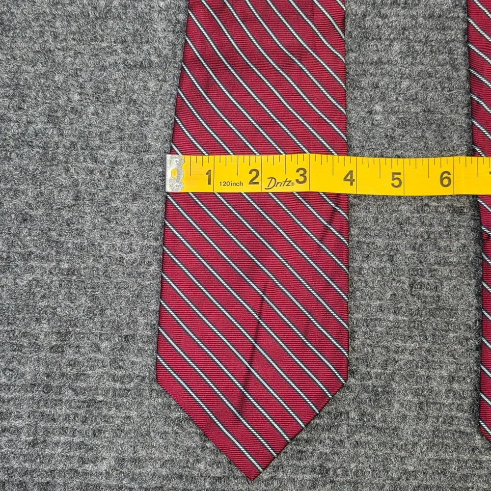 Meeting Street Silk Necktie Men's Red White Navy Blue Striped Hand‎ Made Classic